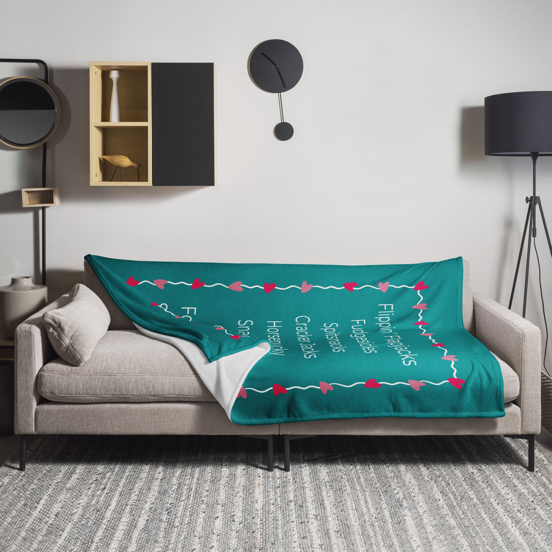 Flippin' Flapjacks Large Throw Blanket (Teal)
